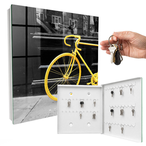 Schlüsselkasten in Gelb mit Fahrrad-Motiv