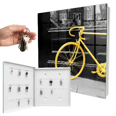 Schlüsselkasten in Gelb mit Fahrrad-Motiv