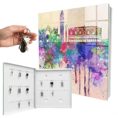 Schlüsselbox für die Wand mit Motiv Urbane Aquarellmalerei