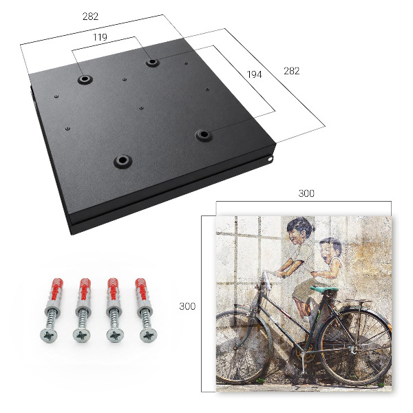 Schlüsselbox zur Wandmontage mit Motiv Kinder und Fahrrad