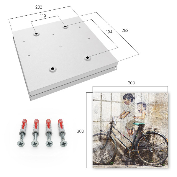 Schlüsselbox zur Wandmontage mit Motiv Kinder und Fahrrad