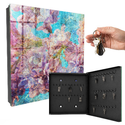Schlüsselbox für die Wand mit buntem Blumenmotiv