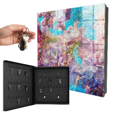 Schlüsselbox für die Wand mit buntem Blumenmotiv