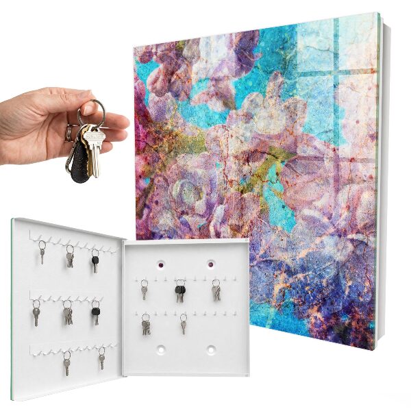Schlüsselbox für die Wand mit buntem Blumenmotiv