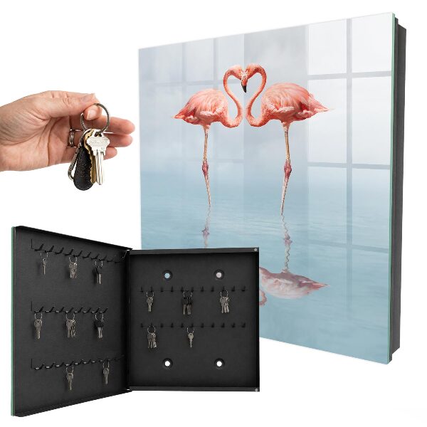 Schlüsselbox für die Wand mit Flamingomotiv