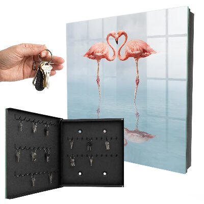 Schlüsselbox für die Wand mit Flamingomotiv