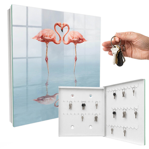 Schlüsselbox für die Wand mit Flamingomotiv