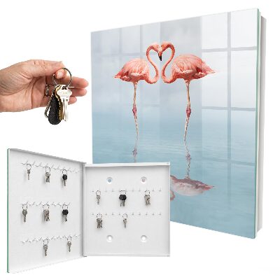 Schlüsselbox für die Wand mit Flamingomotiv