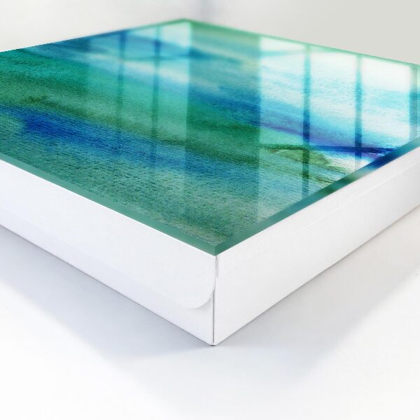 Schlüsselkasten mit blauem Aquarellfarben-Motiv