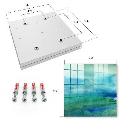 Schlüsselkasten mit blauem Aquarellfarben-Motiv