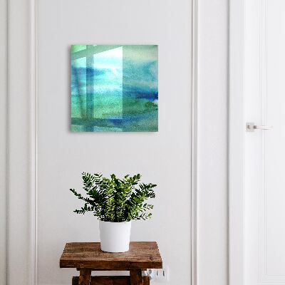 Schlüsselkasten mit blauem Aquarellfarben-Motiv