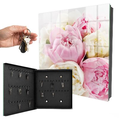 Schlüsselbox zur Wandmontage mit Pastellblumen-Motiv