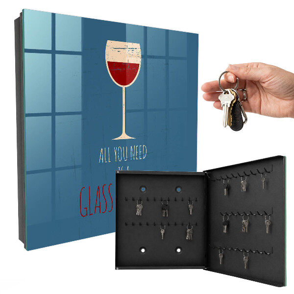 Schlüsselbox für die Wand mit Glas Wein Motiv