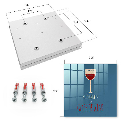 Schlüsselbox für die Wand mit Glas Wein Motiv