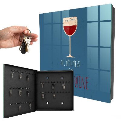 Schlüsselbox für die Wand mit Glas Wein Motiv