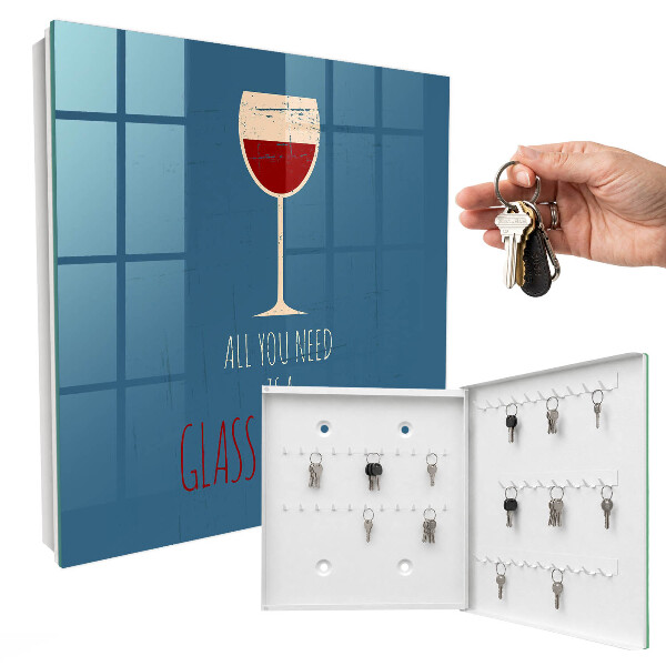 Schlüsselbox für die Wand mit Glas Wein Motiv