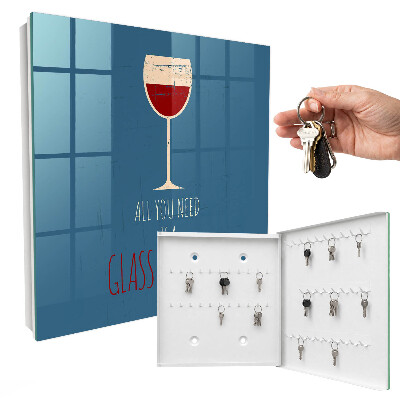 Schlüsselbox für die Wand mit Glas Wein Motiv