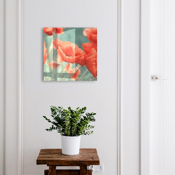 Schlüsselkasten mit Motiv rote Mohnblumen