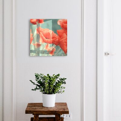 Schlüsselkasten mit Motiv rote Mohnblumen