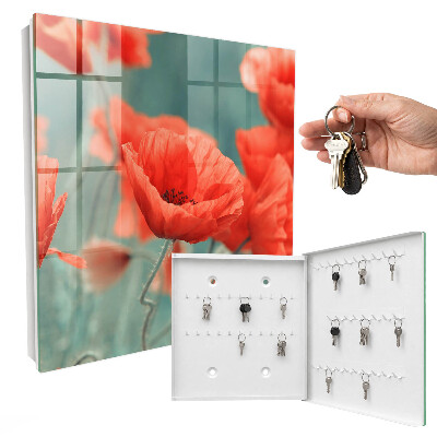 Schlüsselkasten mit Motiv rote Mohnblumen