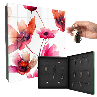 Schlüsselbox mit Aquarellblumen-Motiv