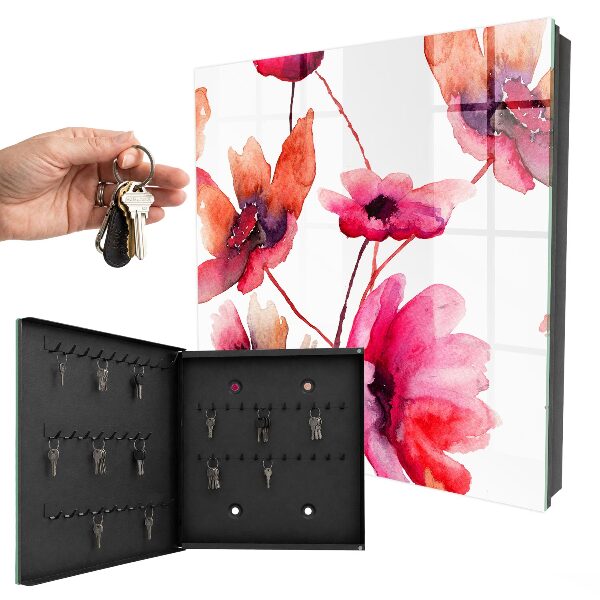 Schlüsselbox mit Aquarellblumen-Motiv