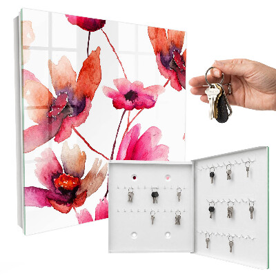 Schlüsselbox mit Aquarellblumen-Motiv