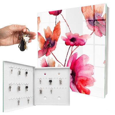 Schlüsselbox mit Aquarellblumen-Motiv