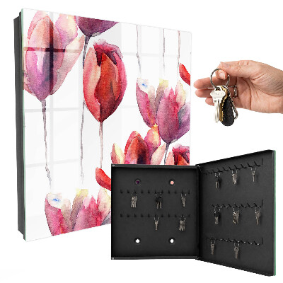 Schlüsselbox mit Aquarell-Tulpen Motiv