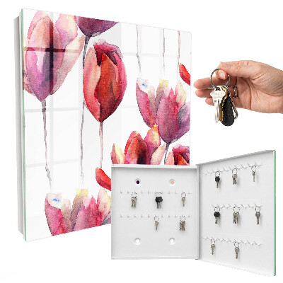 Schlüsselbox mit Aquarell-Tulpen Motiv
