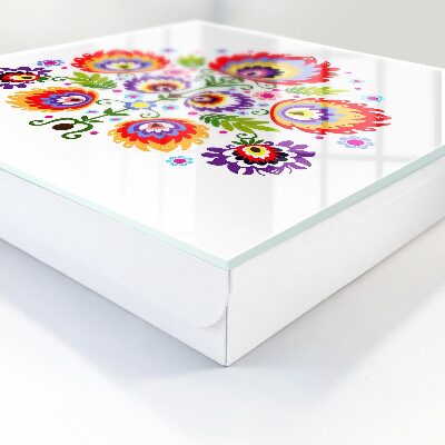 Schlüsselbox für die Wand mit Volksblumen Motiv