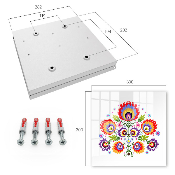 Schlüsselbox für die Wand mit Volksblumen Motiv