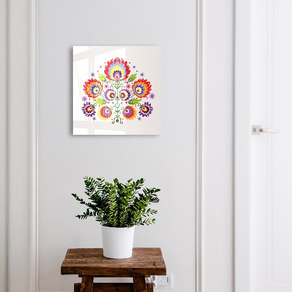 Schlüsselbox für die Wand mit Volksblumen Motiv