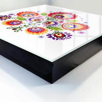 Schlüsselbox für die Wand mit Volksblumen Motiv