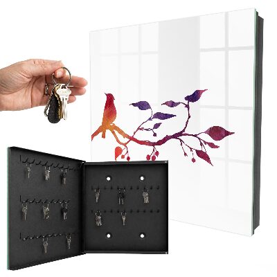 Schlüsselbox mit Motiv ein Ast mit einem Vogel