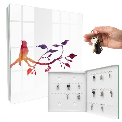 Schlüsselbox mit Motiv ein Ast mit einem Vogel