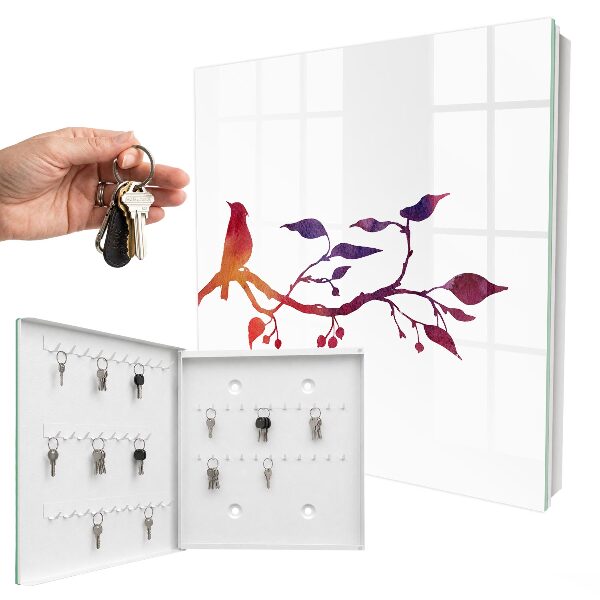 Schlüsselbox mit Motiv ein Ast mit einem Vogel
