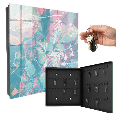 Schlüsselbox für die Wand mit Motiv in pastellfarbenen Blättern