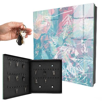 Schlüsselbox für die Wand mit Motiv in pastellfarbenen Blättern