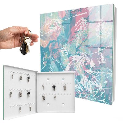 Schlüsselbox für die Wand mit Motiv in pastellfarbenen Blättern