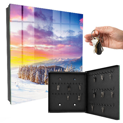 Schlüsselbox für die Wand mit Motiv Wintersonnenuntergang