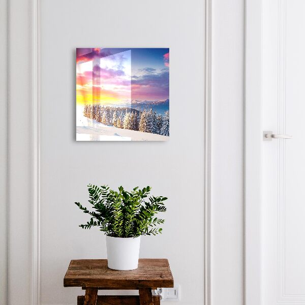 Schlüsselbox für die Wand mit Motiv Wintersonnenuntergang