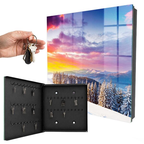 Schlüsselbox für die Wand mit Motiv Wintersonnenuntergang