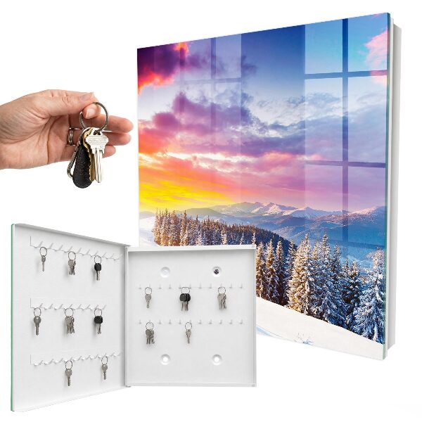 Schlüsselbox für die Wand mit Motiv Wintersonnenuntergang