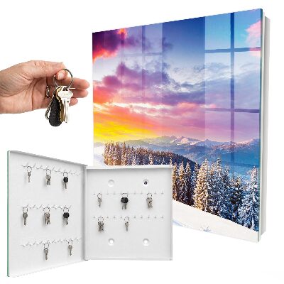 Schlüsselbox für die Wand mit Motiv Wintersonnenuntergang