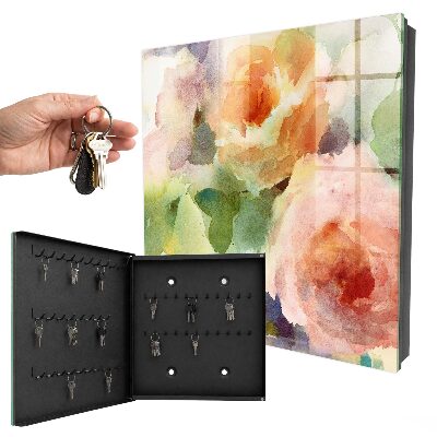 Schlüsselbox mit Aquarellblumen-Motiv