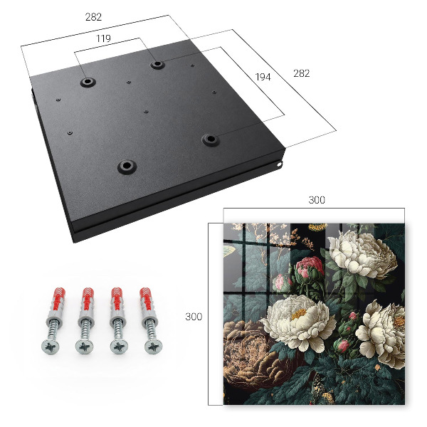 Schlüsselbox für die Wand mit Pfingstrosen-Motiv