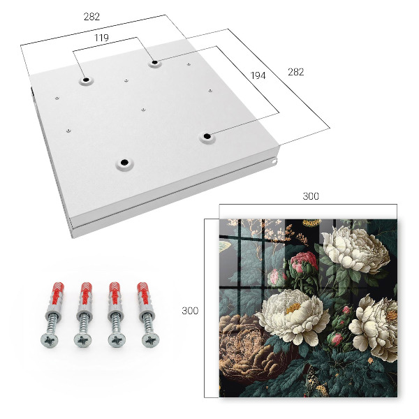Schlüsselbox für die Wand mit Pfingstrosen-Motiv
