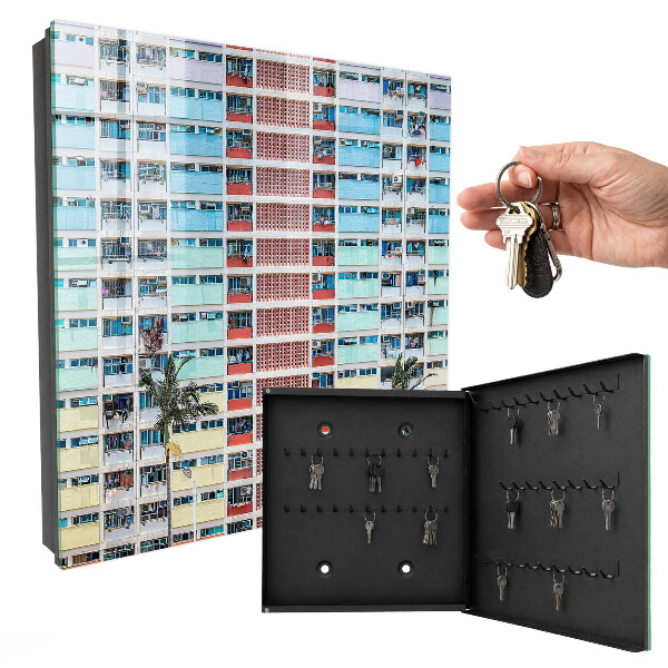 Schlüsselbox für die Wand im Design Farbenfrohe Architektur
