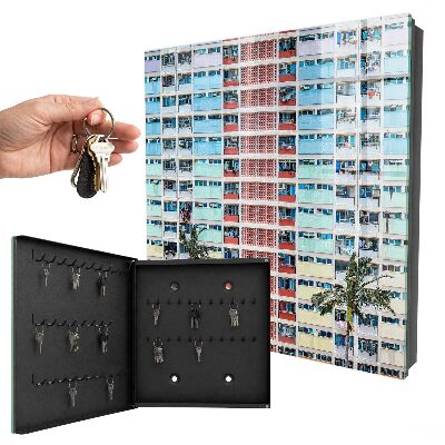 Schlüsselbox für die Wand im Design Farbenfrohe Architektur